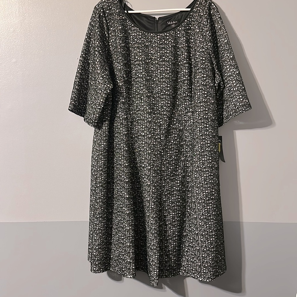SI Fashions 24W Black & White Short Sleeve Dress NWT